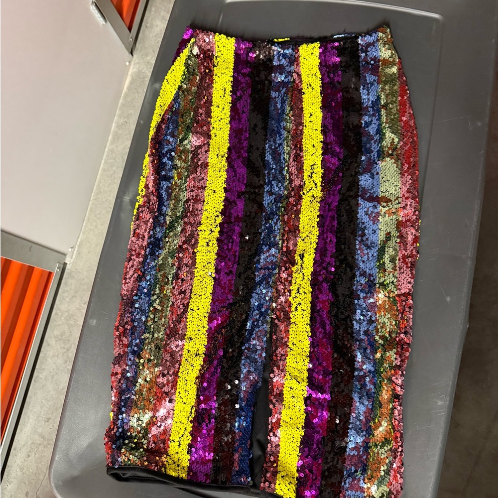Multicolor Sequin Striped Skirt